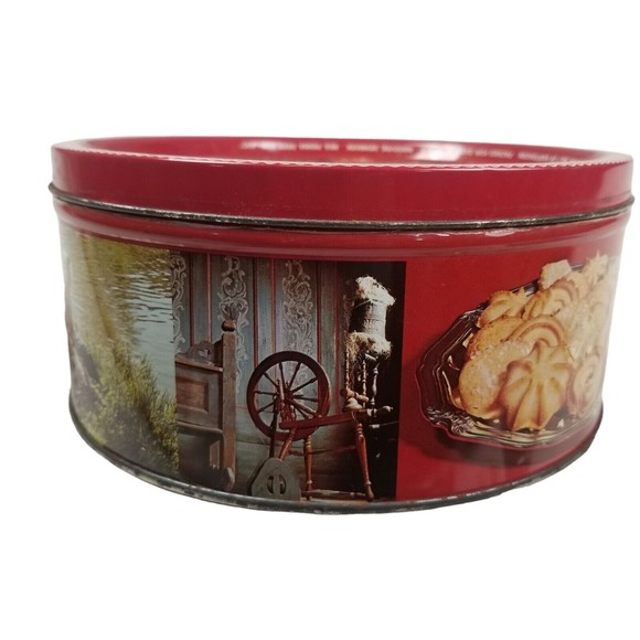 Vintage 1985 Round Dana Imported Butter Cookies Tin W/Lid Denmark Empty 7.5x3.5” - Picture 6 of 16